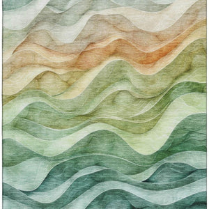HomeRoots 9' X 12' Teal, Peach & Lime Green Abstract Area Rug - Stylish, Washable, UV-Protected & Durable! 692471
