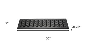 HomeRoots Set of Six Black Lattice Rubber Stair Treads for Safety, Style, and High-Traffic Durability Indoors/Outdoors 692473