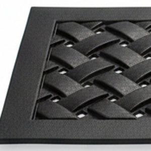 HomeRoots Set of Six Black Lattice Rubber Stair Treads for Safety, Style, and High-Traffic Durability Indoors/Outdoors 692473