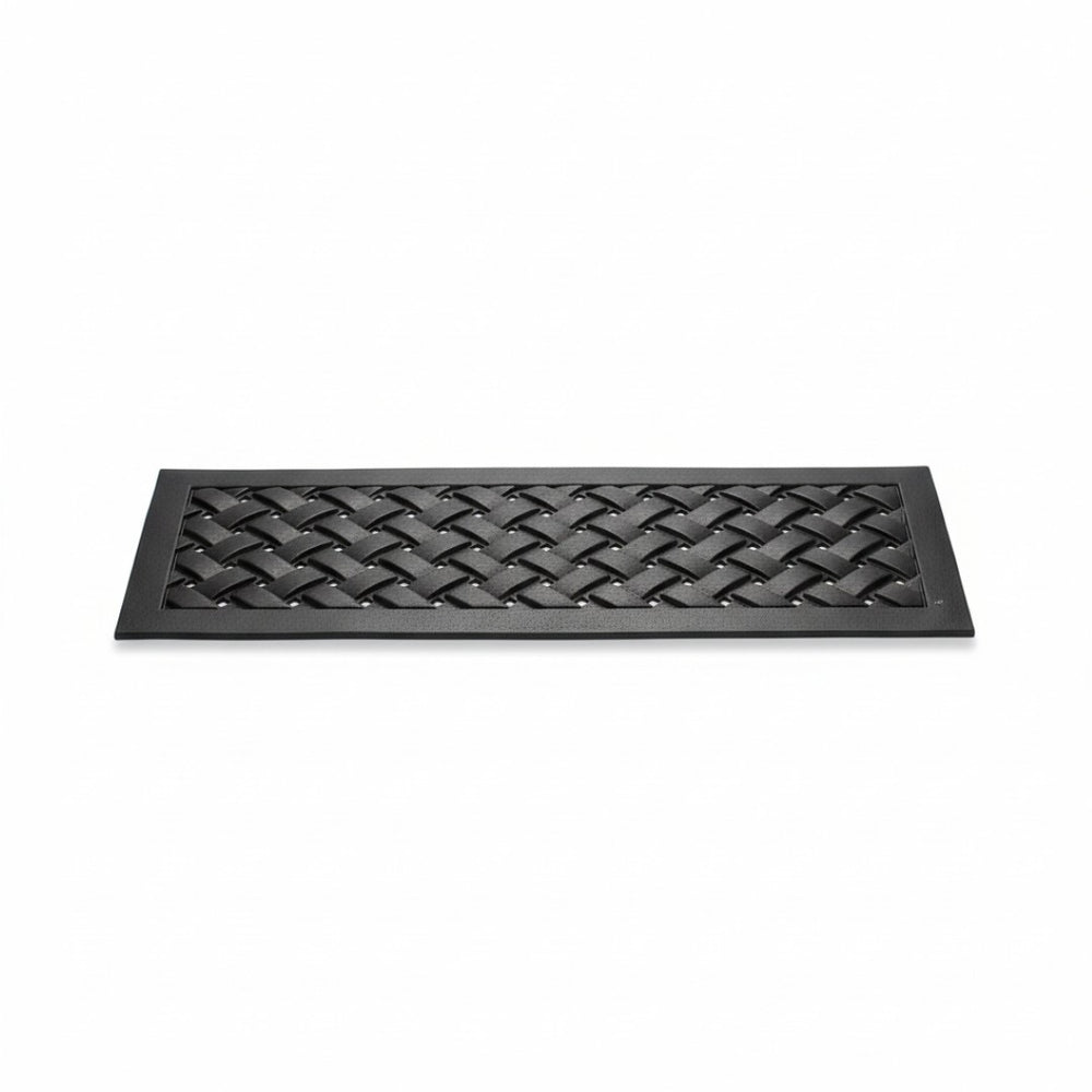 HomeRoots Set of Six Black Lattice Rubber Stair Treads for Safety, Style, and High-Traffic Durability Indoors/Outdoors 692473