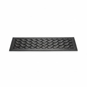 HomeRoots Set of Six Black Lattice Rubber Stair Treads for Safety, Style, and High-Traffic Durability Indoors/Outdoors 692473
