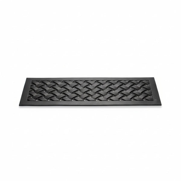 HomeRoots Set of Six Black Lattice Rubber Stair Treads for Safety, Style, and High-Traffic Durability Indoors/Outdoors 692473