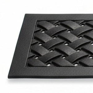 HomeRoots Set of Six Black Lattice Rubber Stair Treads for Safety, Style, and High-Traffic Durability Indoors/Outdoors 692473