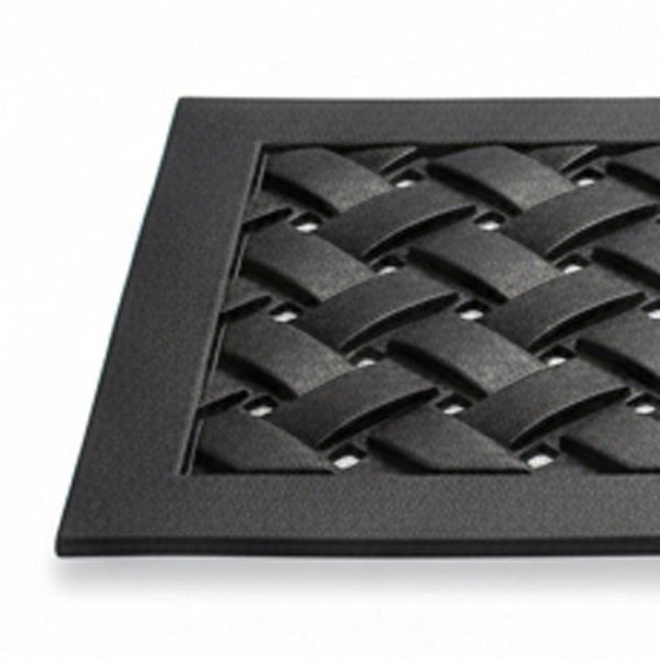 HomeRoots Set of Six Black Lattice Rubber Stair Treads for Safety, Style, and High-Traffic Durability Indoors/Outdoors 692473