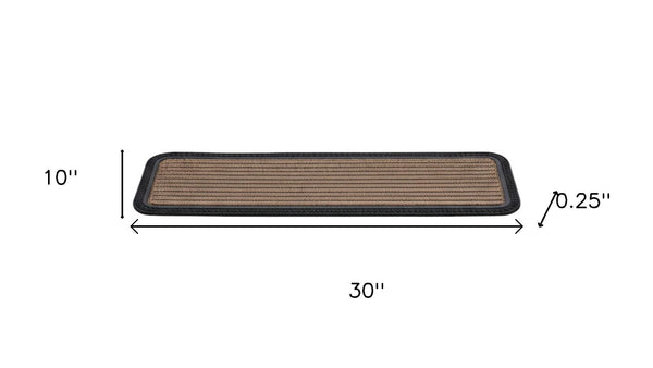 HomeRoots Set of Six Non-Slip Black and Natural Polypropylene Rubber Stair Treads for Safety and Style 692474