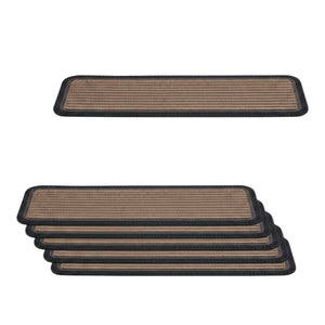 HomeRoots Set of Six Non-Slip Black and Natural Polypropylene Rubber Stair Treads for Safety and Style 692474