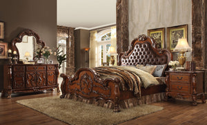 HomeRoots 31" Brown Wood Carved Nightstand - Elegant Two Drawer Design with Scrollwork for Versatile Bedroom Charm 692475
