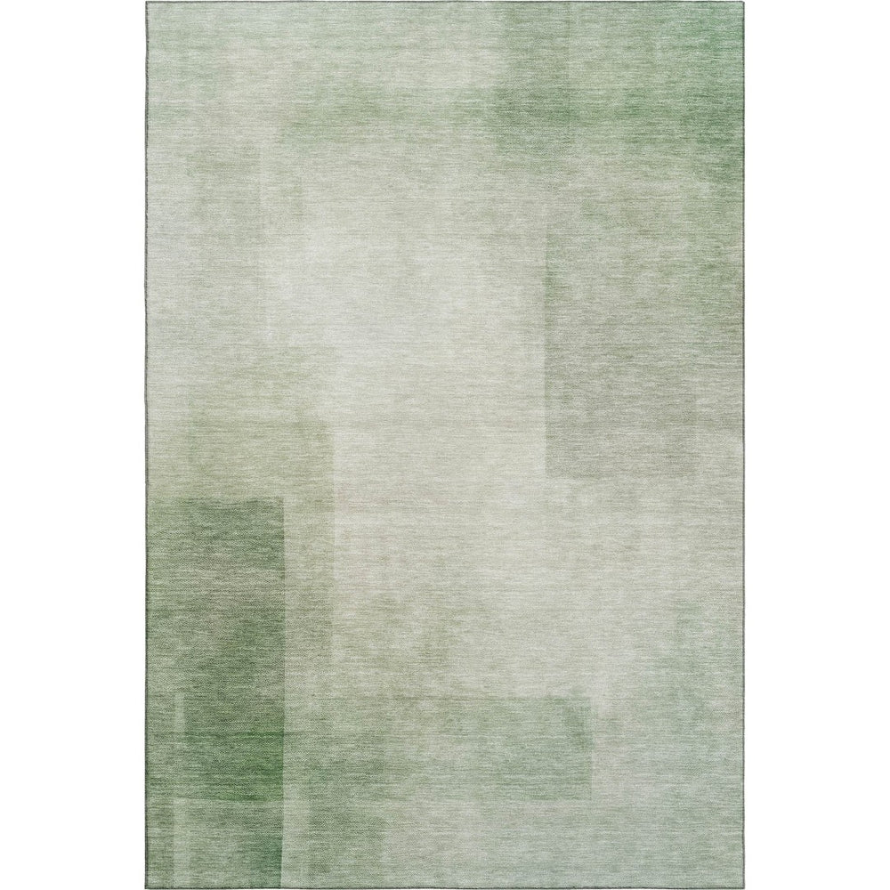 HomeRoots 5' Artichoke Green & Ivory Geometric Washable Area Rug – UV Protected, Durable & Stain-Resistant Design 692477