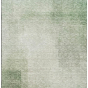 HomeRoots 5' Artichoke Green & Ivory Geometric Washable Area Rug – UV Protected, Durable & Stain-Resistant Design 692477
