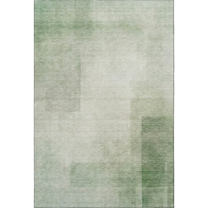 HomeRoots 5' Artichoke Green & Ivory Geometric Washable Area Rug – UV Protected, Durable & Stain-Resistant Design 692477