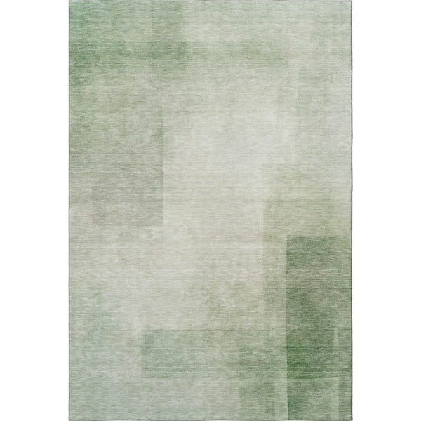 HomeRoots 5' Artichoke Green & Ivory Geometric Washable Area Rug – UV Protected, Durable & Stain-Resistant Design 692477