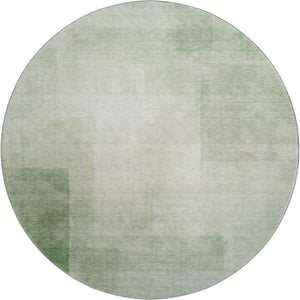HomeRoots 8' Artichoke Green & Ivory Geometric Washable Round Rug – Durable, Stylish, UV Protected & Easy Care 692478