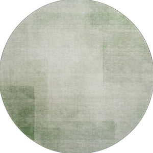 HomeRoots 8' Artichoke Green & Ivory Geometric Washable Round Rug – Durable, Stylish, UV Protected & Easy Care 692478