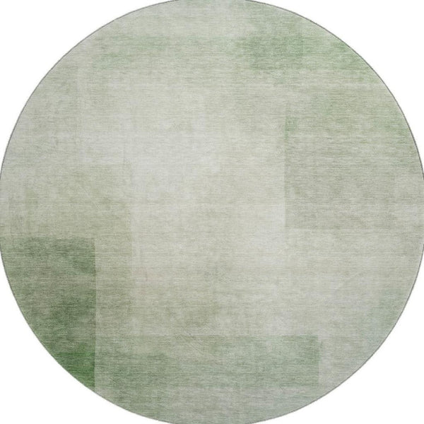 HomeRoots 8' Artichoke Green & Ivory Geometric Washable Round Rug – Durable, Stylish, UV Protected & Easy Care 692478