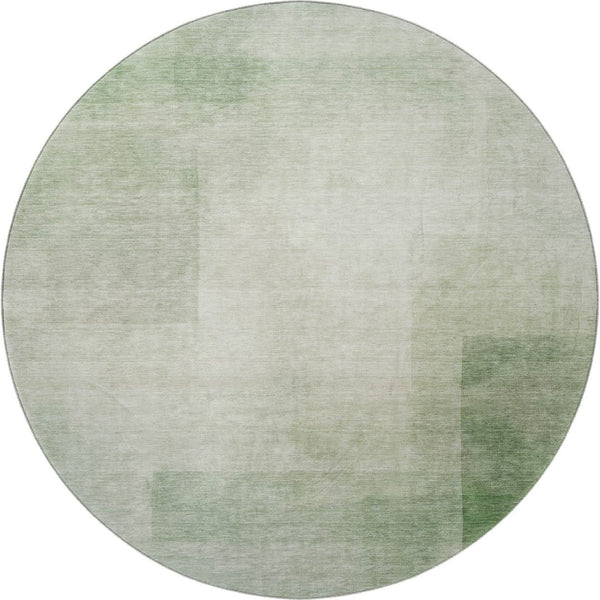HomeRoots 8' Artichoke Green & Ivory Geometric Washable Round Rug – Durable, Stylish, UV Protected & Easy Care 692478