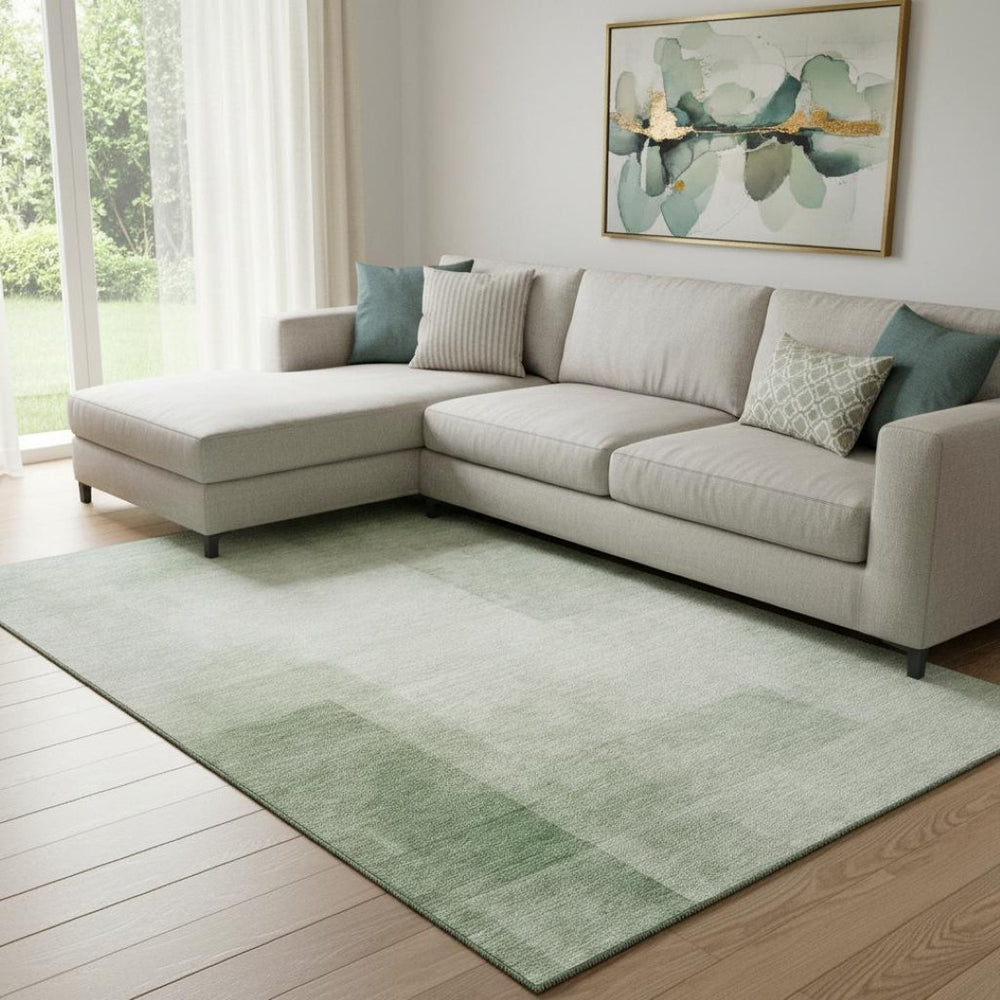 HomeRoots 8' Artichoke Green & Ivory Geometric Area Rug – Stylish, Washable, UV-Protected for Everyday Life! 692479