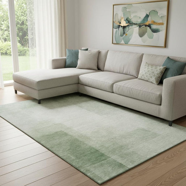 HomeRoots 8' Artichoke Green & Ivory Geometric Area Rug – Stylish, Washable, UV-Protected for Everyday Life! 692479