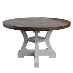 English Elm White Round Dining Table 54" Dia x30" Distress Painted Wood, Elegant Classic Design, Easy Assembly B011P288747