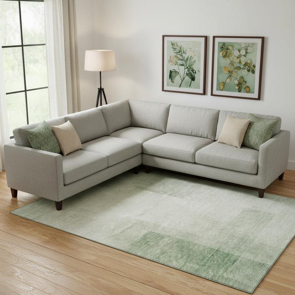 HomeRoots 9' X 12' Artichoke Green Geometric Area Rug - Durable, Washable, UV Protected for High-Traffic Spaces 692480