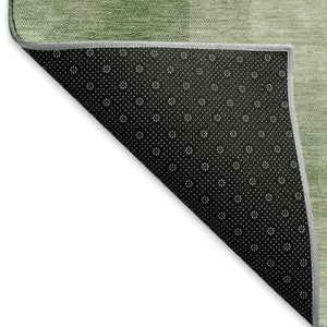 HomeRoots 9' X 12' Artichoke Green Geometric Area Rug - Durable, Washable, UV Protected for High-Traffic Spaces 692480