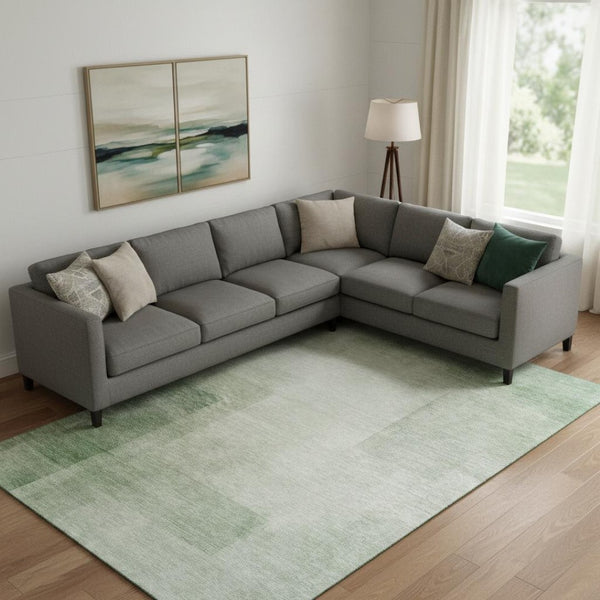 HomeRoots 10' X 14' Artichoke Green Geometric Area Rug - Washable, UV-Protected, Stain-Resistant & Stylish! 692481