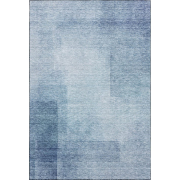 HomeRoots 5' Blue and Ivory Geometric Area Rug - Washable, UV Protected, Stain Resistant for Modern Spaces 692483