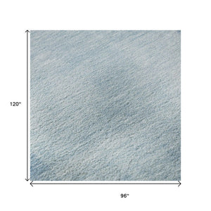 HomeRoots 8' Blue and Ivory Geometric Area Rug - Washable, UV Protected, Durable, Perfect for High-Traffic Rooms 692485