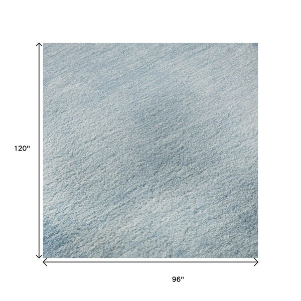 HomeRoots 8' Blue and Ivory Geometric Area Rug - Washable, UV Protected, Durable, Perfect for High-Traffic Rooms 692485