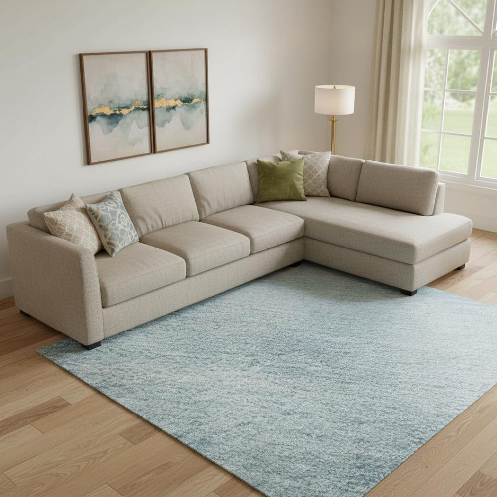 HomeRoots 9' X 12' Blue and Ivory Geometric Area Rug – Stylish, Stain-Resistant, UV-Protected for Homes & Patios 692486