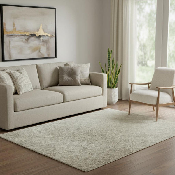 HomeRoots 5' X 8' Khaki And Ivory Geometric Area Rug - Durable, Washable, UV-Protected for Stylish High-Traffic Spaces 692489