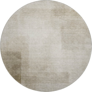 HomeRoots 8' X 8' Khaki and Ivory Geometric Washable Round Rug – Durable, Stylish, UV-Protected for Homes 692490