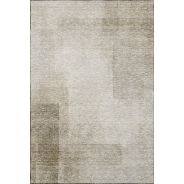 HomeRoots 8' Khaki and Ivory Geometric Area Rug - Washable, Stain-Resistant, UV Protected for High Traffic Spaces 692491