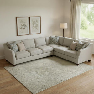 HomeRoots 10' X 14' Khaki Ivory Geometric Area Rug – Stylish, Washable, UV-Protected, Perfect for Busy Homes! 692493