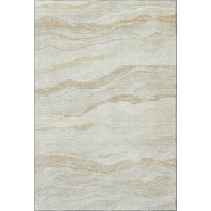 HomeRoots 5' X 8' Beige And Ivory Striped Area Rug - Washable, UV-Resistant, Durable for High-Traffic Spaces 692495