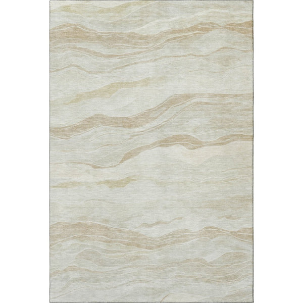 HomeRoots 5' X 8' Beige And Ivory Striped Area Rug - Washable, UV-Resistant, Durable for High-Traffic Spaces 692495