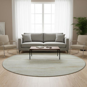 HomeRoots 8' X 8' Beige and Ivory Striped Washable Round Rug - Durable, Stylish, UV-Protected for Busy Homes 692496