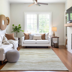 HomeRoots 8' Beige And Ivory Striped Area Rug - Durable, Washable, Stain Resistant with UV Protection & Style 692497