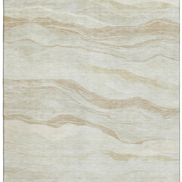 HomeRoots 8' Beige And Ivory Striped Area Rug - Durable, Washable, Stain Resistant with UV Protection & Style 692497