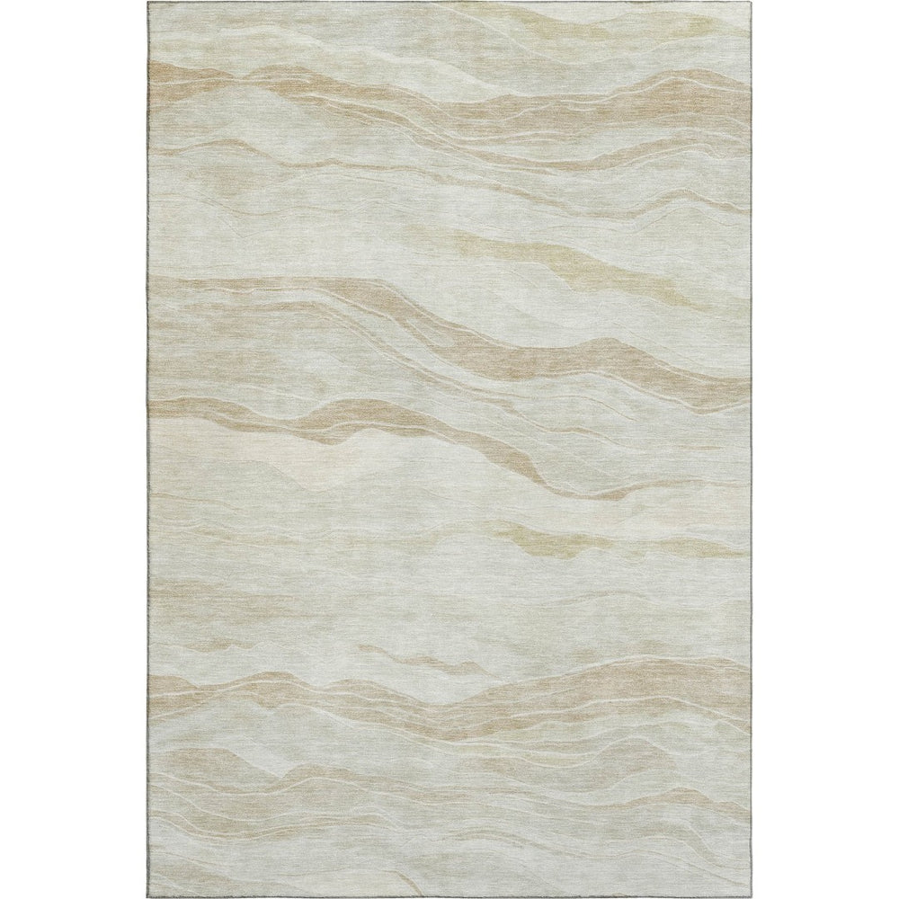 HomeRoots 9' X 12' Washable Beige And Ivory Striped Area Rug - UV Protected, Stain-Resistant, Perfect for Homes 692498