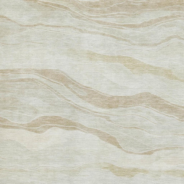 HomeRoots 9' X 12' Washable Beige And Ivory Striped Area Rug - UV Protected, Stain-Resistant, Perfect for Homes 692498