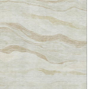 HomeRoots 10' X 14' Beige and Ivory Striped Washable Area Rug - Durable, Stain-Resistant with UV Protection! 692499