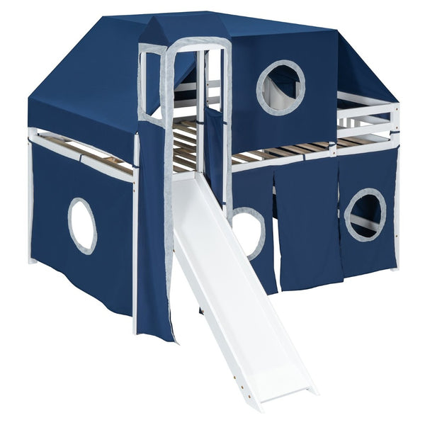 English Elm Full Size Castle Loft Bed with Tent Canopy and Tower for Kids Playroom LT000569AAC-1