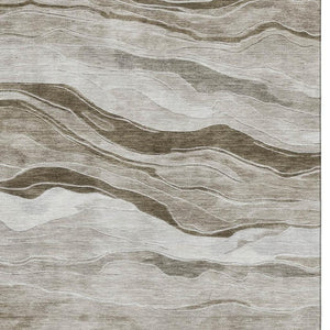 HomeRoots 5' X 8' Stylish Brown & Beige Striped Area Rug - Washable, Stain Resistant, UV Protected, Durable Design 692501