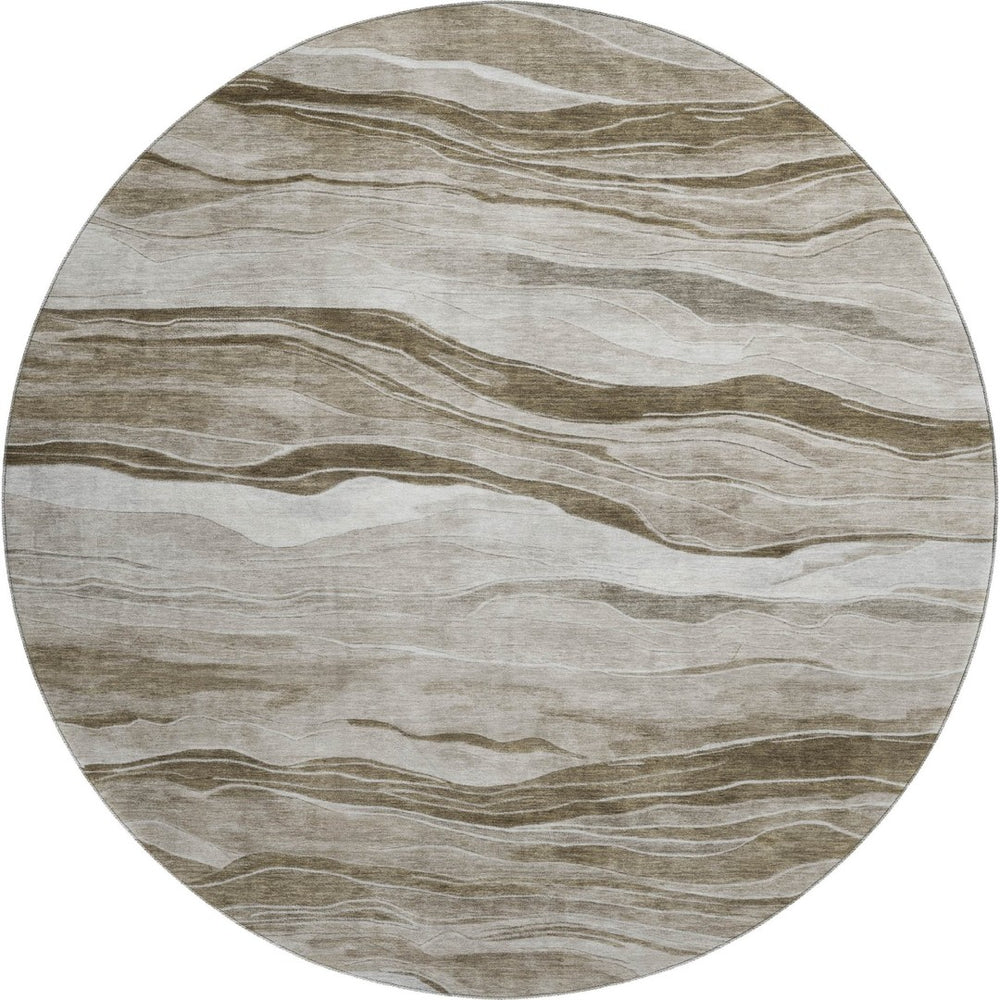 HomeRoots 8' X 8' Striped Washable Round Rug with UV Protection – Durable, Stylish, and Stain-Resistant Design 692502