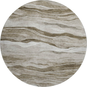 HomeRoots 8' X 8' Striped Washable Round Rug with UV Protection – Durable, Stylish, and Stain-Resistant Design 692502