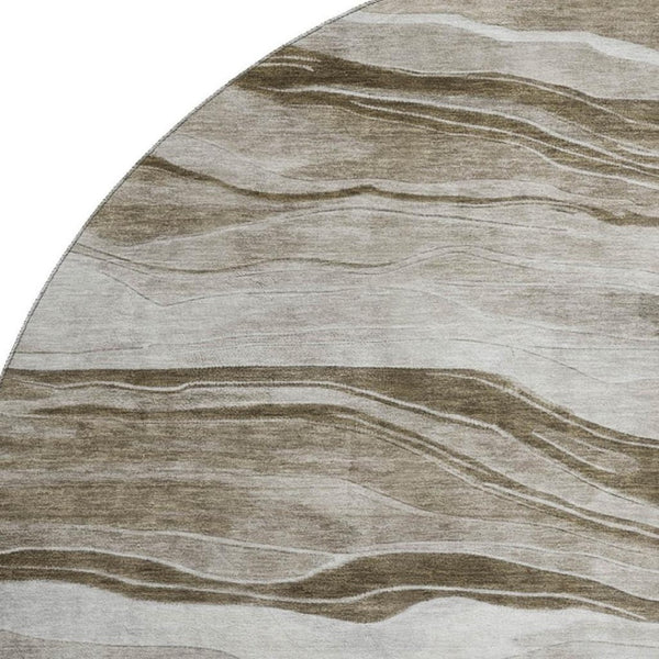 HomeRoots 8' X 8' Striped Washable Round Rug with UV Protection – Durable, Stylish, and Stain-Resistant Design 692502