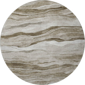 HomeRoots 8' X 8' Striped Washable Round Rug with UV Protection – Durable, Stylish, and Stain-Resistant Design 692502