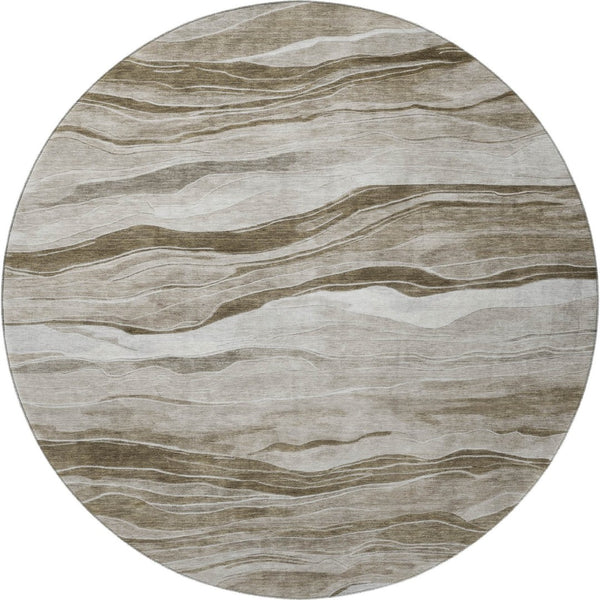 HomeRoots 8' X 8' Striped Washable Round Rug with UV Protection – Durable, Stylish, and Stain-Resistant Design 692502