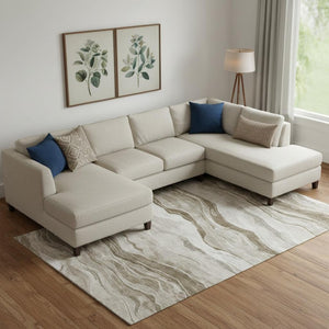 HomeRoots 10' Brown and Beige Striped Washable Area Rug – Durable, UV-Protected, Perfect for Busy Homes! 692505