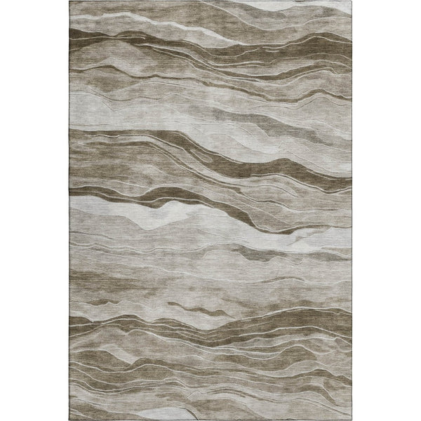 HomeRoots 10' Brown and Beige Striped Washable Area Rug – Durable, UV-Protected, Perfect for Busy Homes! 692505